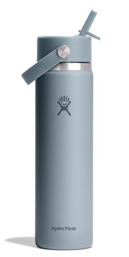 Image of Hydro Flask Water Bottle - Insulated Stainless Steel - Wide Straw Lid, Non Spill, Leakproof in 24 Oz Shale Gray