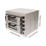 Horno de pizza eléctrico de 2 pisos, ajustable hasta 350℃, temporizador de 1 a 60 minutos, horno de horno de ladrillo gastro de acero inoxidable, capacidad 20L por piso, horno de encimera para pizza