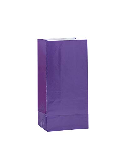 Unique Industries Dark Purple Paper Party Favor Bags, 12ct, Deep Purple