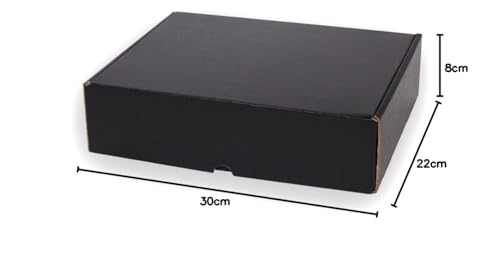 Only Boxes, Caja De Cartón Negra Resistente para Envío Postal, Automontable ideal para Regalo, Talla L, 30x22x8 cm, 20 Unidades