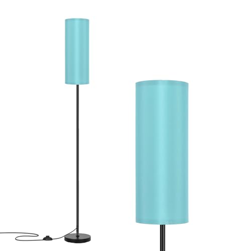 Image of FRIDEKO HOME Floor Lamp with Turquoise Shade, Simple Design with Foot Pedal Switch, Small Tall Lamps for Living Room Bedroom, Corner Floor Stand Light with Black Pole Lamp (No Remote /No Bulb)