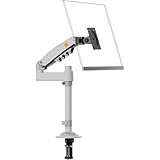 NB ERGONOMIC モニターアーム シングル 場所をとらないポール型 最大32インチ / 耐荷重9kg クランプ式・グロメット式対応 H100-XE ホワイト