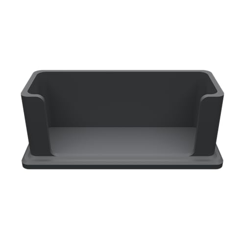 Image of Modern Minimalist Visiting Card Holder for Desk - Premium Plastic Business Card Stand, Office Table Card Organizer for Professionals, Reception, Home Office (Grey)