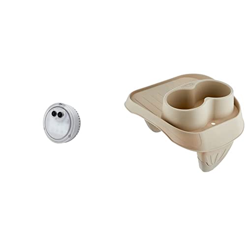 Intex 28503 Lámpara Eléctrica Spa Burbujas 5 Colores + Portavasos De Plástico Purespa Beige, 26 X 22 X 18 Cm