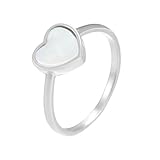 Anillo para mujer, oro blanco, 9 K, corazón con concha, talla 65 (20,7), regalo para mamá