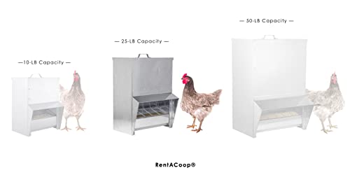 Rentacoop Galvanized Chicken Trough Feeder, Weatherproof Poultry Food Dispenser With Lid 25Lb Capacity #TOP3