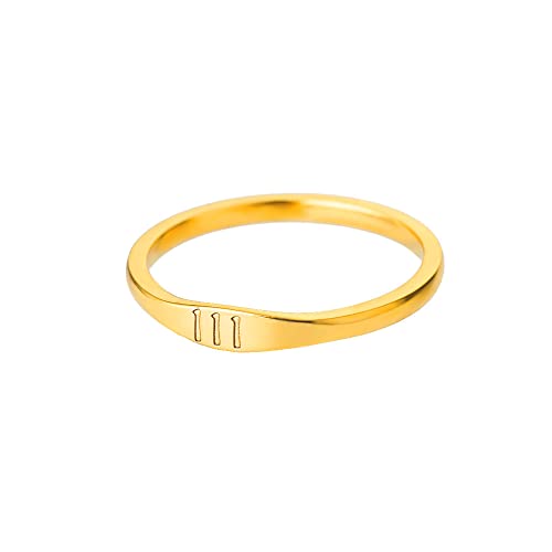 PAMTIER Women's Stainless Steel Angel Number 111 Ring Gold Dainty