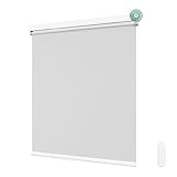 Allesin Motorized Roller Blinds with Remote Control for Windows, Blackout Smart Roller Shade, Battery Powered Electric Smart Blind (White 34' W x 72' H)