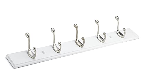 Richelieu Hardware T020210195 Utility Hook Rack 23-7/8 In (605 Mm), Brushed Nickel And White #TOP22