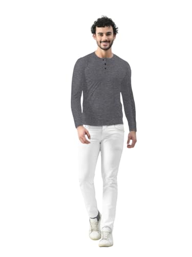 Image of Men's Long Sleeve Henley T-Shirt with Button Placket | Soft & Comfortable Casual Wear