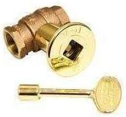 HPC Fire 3/4-Inch Straight Gas Fire Pit Shut Off Valve Kit (MSBB-HC), Polished Brass Flange and Key