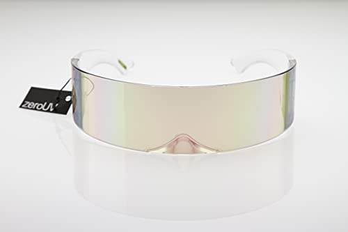 Image of zeroUV - 80s Futuristic Cyclops Cyberpunk Visor Sunglasses with Semi Translucent Mirrored Lens Shield Sunglasses