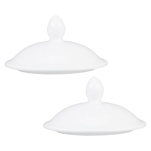 IMIKEYA 2pcs Ceramic Mug Lids for Tea Cups, Decorative Cup Covers with 7.8cm Inner Diameter, Reusable Ceramic Drink Covers for Safer Use of Hot Beverages at Home Or Office