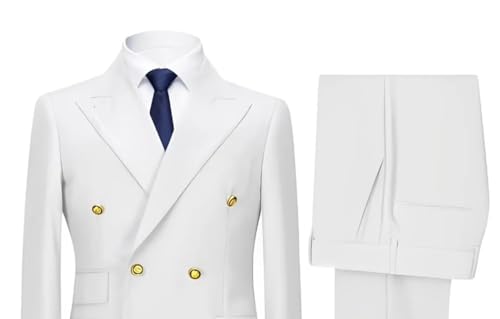 Men's Slim Fit Suit 2 Piece Set Double Breasted Wedding Tuxedo Prom Formal Blazer and Pants Comfortable3