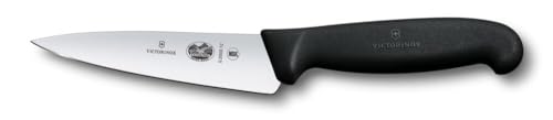 Victorinox Fibrox Kochmesser, Kleines Universalmesser für Obst und Gemüse, 12 cm, Gerade Klinge, Scharf, Rostfreier Stahl, Schwarz
