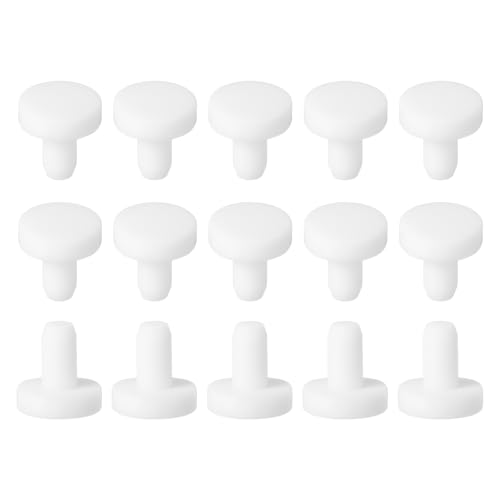 Image of uxcell 15Pcs Silicone Hole Plug, Waterproof Solid T-Shaped Rubber Stoppers Bottle Seal Tube Pipe Plug End Cap for 4mm /0.16 inch Hole for Bathtub Bottle, 0.28 inch Plug Height, White