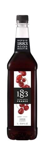 1883 Maison Routin Premium Cherry Syrup for Cocktails Mocktails Iced Tea Smoothies - Vegan-Friendly Allergen-Free No Artificial Colours or Preservatives- 1L PET Bottle