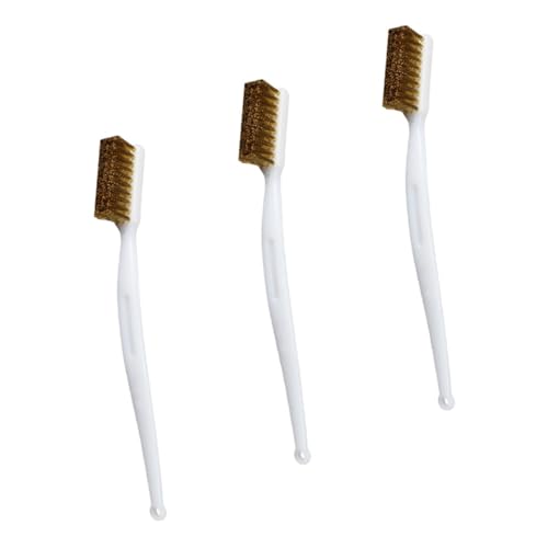 OUNONA Rust Removal Wire Brush for 3d Printer Nozzle Cleaning 3pcs and Plastic Handle with Copper Wire Sturdy Scratch Br