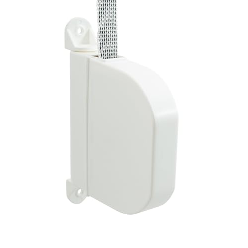 TELKES - Recogedor de Persiana Exterior Abatible - Enrollador de sobreponer con cinta para fijación en Pared o Marco Ventana - Sistema Universal (Blanco, Cinta 20mm)
