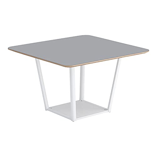 【メーカー配送・設置・組立】コクヨ ミーティングテーブル リージョン 正方形 ボックス脚 ミドルテーブル 幅120×奥行120×高さ72.4cm リノリウム天板 ペブル 脚ホワイト LT-RG1212MSAAF75