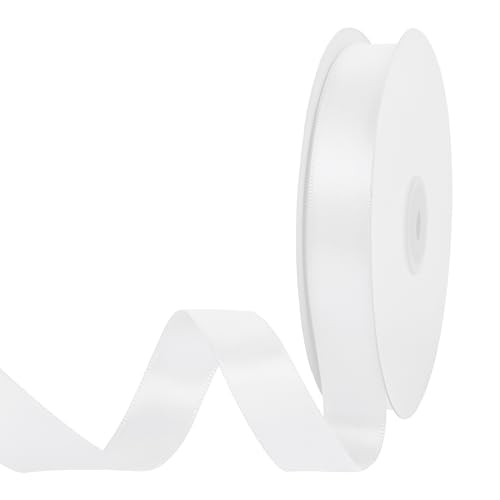 Image of Double Face White Satin Ribbon 3 /4 inch x 50 Yards Polyester Material Perfect for Gift Wrapping Weddings Parties Hair Bows Valentine's Day Invitations and Decorations