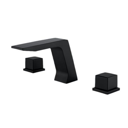 Robinet mitigeur de lavabo de salle de bain cascade 3 trous en laiton noir