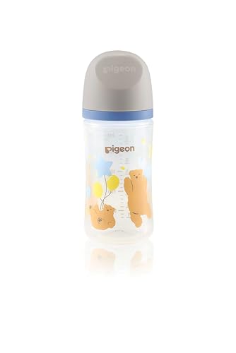 Pigeon Softouch Wide Neck Peristaltic PLUS Decorated Nursing Bottle Medium Nipple Size BPA Free 3 + Months 240ml