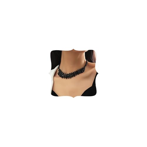 Chaîne noire ras du cou style punk et cristal scintillant pour femme