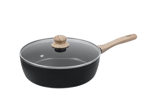 Pyrex Cook&Care - Sartén de aluminio reciclado, para todo tipo de fuego, revestimiento antiadherente sin PFAS, resistente a los arañazos, apto para lavavajillas, mango efecto madera (Ø28 cm de