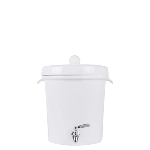 Ecofiltro | Dispensador de purificador de agua de cerámica blanca de 2,1 galones con carbón activado - ecológico para decoración del hogar, la oficina y la cocina. Sistema de filtro de agua de
