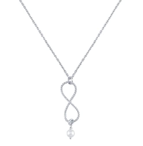 Image of Miss Highness 925 Pure Silver Pearl Infinity Pendant Necklace for Women & Girls | Daily Wear | Silver Jewellery With Authenticity Certificate | Gift for Girlfriend Wife | With Chain Pendant,(MHS-002)