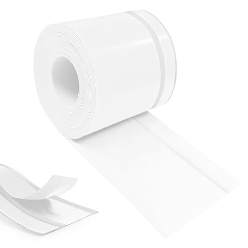 Hengrongshen Plinthe Souple PVC Autoadhésive 90 mm x 20 mm x 12 m, Imperméable Anti-Moisissures Résistante à l'Huile, pour Cuisine Salle de Bain Chambre Garage (Blanc)