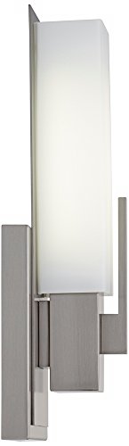 Possini Euro Design Midtown Modern Wall Light Sconce Satin Nickel Hardwired 4 1/2" Wide Fixture White Glass Rectangular Shade for Bedroom Bathroom Bedside Living Room Home Hallway Dining Kitchen