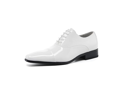 Image of DECARSDZ Mens Faux Patent Leather Classic Lace-up Formal Oxford Tuxedo Dress Shoes