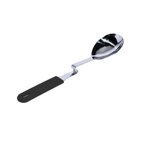 Souper Cubes + Lori Greiner No Mess Stainless Steel Cooking Spoon with Silicone Handle - Stainless Steel Serving Spoon No Mess Design Hooks on Side of Any Pot - Charcoal