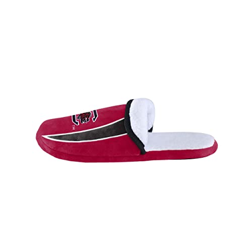 Image of FOCO mens NCAA College Team Logo Sherpa Moccasin Slippers