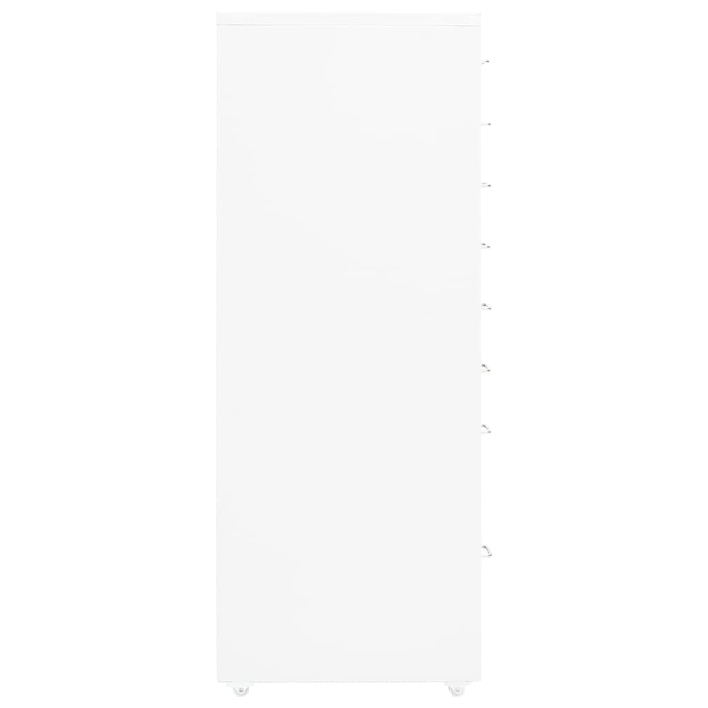 Brokky Schedario Mobile Bianco 28x41x109 cm in Metallo-Cassettiera,Mobiletto da Ufficio con Serratura,Regolabile per Cartelle Sospese,Superficie Testurizzata,per Ufficio,Studio