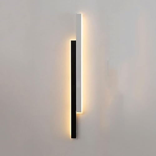 Aplique de Pared LED de 27 W con Tira de Metal y Pantalla acrílica Blanca, para Interiores, Largo, Lineal, Moderno, Sencillo, Creativo, para Dormitorio, Color Negro y Blanco.
