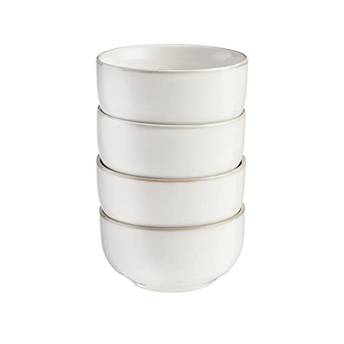 Cooks Professional Set of 4 Nordic Dipping Bowls with Reactive Glaze | 11cm Small Modern Stylish Ceramic Stoneware Side or Dip Bowls | Microwave, Dishwasher, Oven & Freezer Safe Dinnerware | White