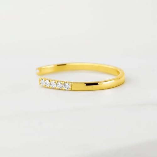 Moissanite Wedding Band Round Cut Colorless Open Gap Milgrain Setting Half Eternity Stackable Matching Band Dainty Comfort Fit Handmade Jewelry Gift for Women4