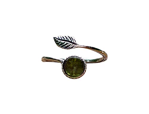 Bottled Up Designs Handmade Vintage Leaf Ring, Recycled Early 1900s Olive Green Wine Bottle, Sterling Silver, Eco Friendly, Made in USA, Birthday Gifts, Mothers Day, Women, Anniversary (Olive Green)