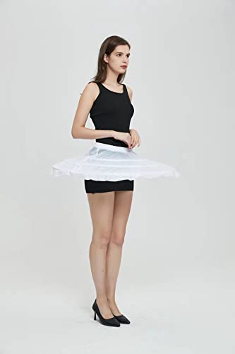 Image of Women Crinoline Petticoat Hoops Skirt Short Half Slip Underskirt for Girls Wedding Bridal Underskirt Slip