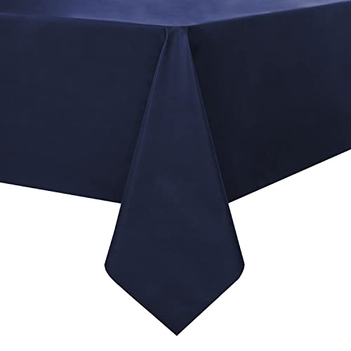 Image of Romanstile 100% Waterproof PVC Tablecloth, Rectangle Oil Spill Proof Stain Resistant Vinyl Table Cloth, Wipe Clean Plastic Table Covers for Kitchen /Dining /Parties - 54 x 78 Inch, Navy Blue