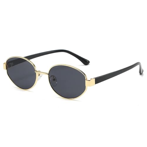 Lunettes de soleil rétro ovales tendance gris doré pour homme femme protection solaire mode