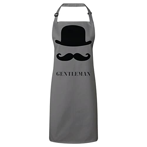 Tablier de cuisine gris et noir au design gentleman vintage