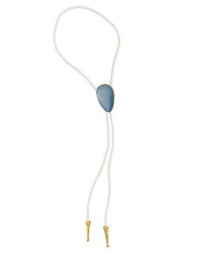 Image of Daisy Del Sol Gemstone Bolo Tie Braided Vegan Faux Leather Natural Stone Gold Handmade Necklace Adjustable Boho Western Jewelry