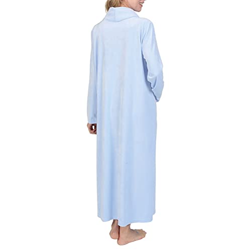 Catalog Classics Womens Velour Lounge Dress - Long Sleeve Cowl Neck Dress Blue, 2X #TOP5