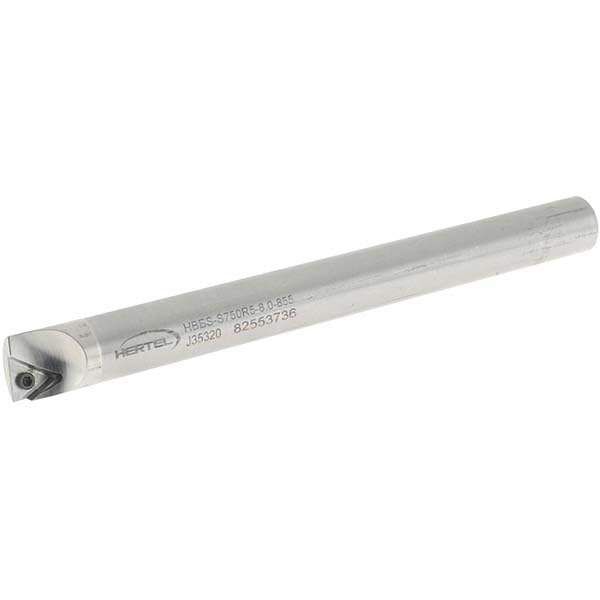 Hertel Indexable Boring Bar, HBBS-S750R5-8.0-855, 0.855" Min Bore, Right Hand, Steel, 3/4" Shank Diameter, 6" Max Depth, 8" OAL, Through Coolant