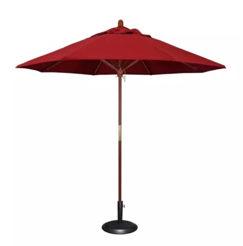 6.8ft Outdoor Patio Umbrella with Base Wooden Pole Beach Umbrella for Poolside Garden Terrace – Stylish A Blue and White Design UV Protection Easy