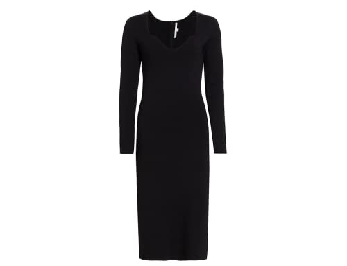 Women's Imka Solid Black Cashmere Midi Dress